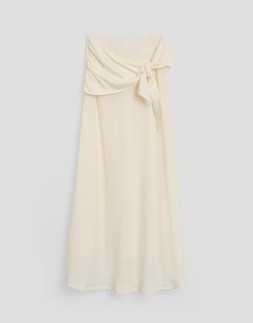 Tie Sash Midi Skirt in White
