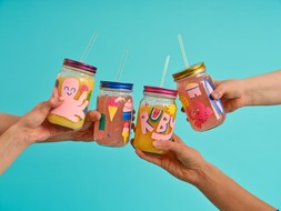 Glass Drinking Jar with a Straw £1
