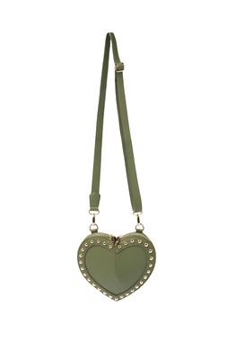Black Heart Studded Cross Body Bag
