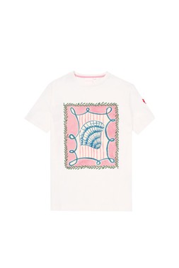 Cream Summer Shell Print T-Shirt