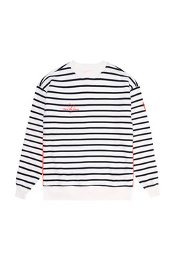 Kids Navy with White Stripe and Rainbow Bolt Oversized Sweatshirt