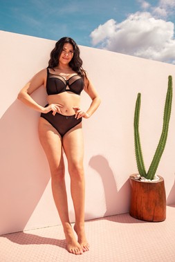 Victory Black Balcony Bra &pound;36, USD 67, EUR 52, CAD 96, Victory Black Short &pound;19, USD 37, EUR 29, CAD 51 1