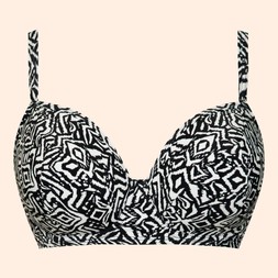 Wild Horizon Padded Balcony Bikini Top Black Print