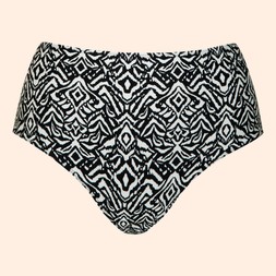 wild horizon-black print-high waist bikini cream