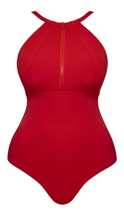 Zip Tide Non-Wired Multiway Swimsuit Red