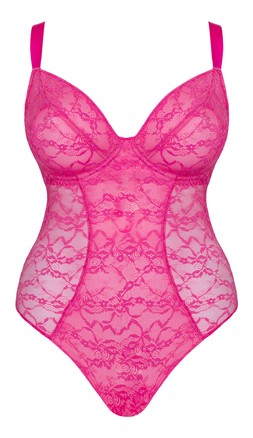 All Night Lace, Plunge Body, Hot Pink/Blush, £52.00, US$92.00, CA$125.00, €78.00, A$125.00