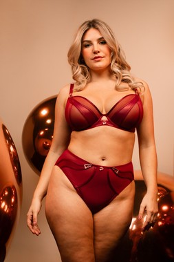 Suspense, High Waist Brief, Sangria, £26.00, US$51.00, CA$68.00, €36.00, A$78.00, Suspense, Plunge Bra, Sangria, £46.00, US$88.00, CA$115.00, €72.00, A$120.00