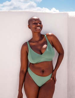 Zen, Bralette, Sage Green, £24.00, US$54.00, CA$59.00, €36.00, A$59.95, Zen, Brazilian Brief, Sage Green, £15.00, US$26.00, CA$28.00, €23.00, A$30.95