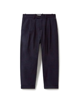 Neem London Organic Cotton stretch Navy Pleated Trouser £155