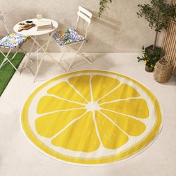 OHS Outdoor Circle Lemon Rug - Yellow - £6