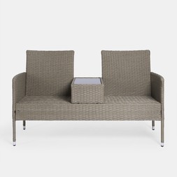 OHS 2 Seater Garden Rattan Companion Bench Table Set - Natural - £152