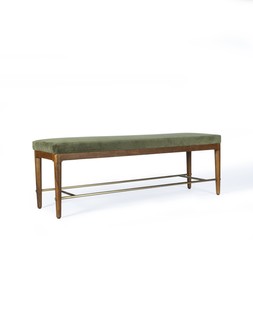 Upholstered Bench | Green Linen
