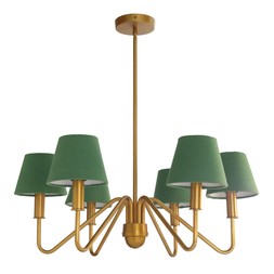 6 Arm Chandelier With Green Shade €625