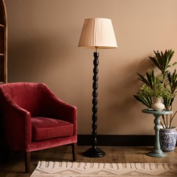 Ebony Floor Lamp | Neutral Pleated Lampshade