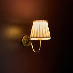 Brass Swan Neck Wall Light With Pleated Neutral Shade
