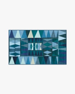 Ruggable - Jungalow Collection - Cadra Blue Teal - 90 x 150 cm - Flatwoven £179, Tufted £239 (Aerial)- EMBARGOED UNTIL 2ND JULY 2026