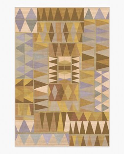 Ruggable - Jungalow Collection - Cadra Ochre - 185 x 275 cm - Flatwoven £429, Tufted £599 (Aerial)  - EMBARGOED UNTIL 2ND JULY 2026