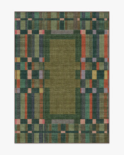 Ruggable - Jungalow Collection - Lad Olive - 150 x 215 cm - Flatwoven £349, Tufted £479 (Aerial)EMBARGOED UNTIL 2ND JULY 2026