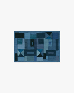 Ruggable - Jungalow Collection - Modra Indigo - 60 x 90 cm - Flatwoven £99, Tufted £119 (Aerial)EMBARGOED UNTIL 2ND JULY 2026EMBARGOED UNTIL 2ND JULY 2026