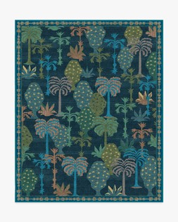 Ruggable - Jungalow Collection - Palmistry Midnight - 245 x 305 cm - Flatwoven £599, Tufted £849 (Aerial)- EMBARGOED UNTIL 2ND JULY 2026