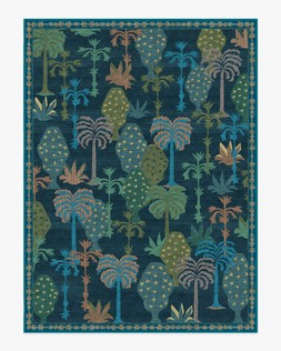 Ruggable - Jungalow Collection - Palmistry Midnight - 275 x 365 cm - Flatwoven £799, Tufted £1,049 (Aerial)- EMBARGOED UNTIL 2ND JULY 2026
