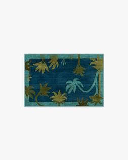 Ruggable - Jungalow Collection - Sabal Blue Teal - 60 x 90 cm - Flatwoven £99, Tufted £119 (Aerial)- EMBARGOED UNTIL 2ND JULY 2026