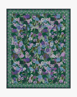 Ruggable - Jungalow Collection - Vera Green Plum - 245 x 305 cm - Flatwoven £599, Tufted £849 (Aerial)- EMBARGOED UNTIL 2ND JULY 2026