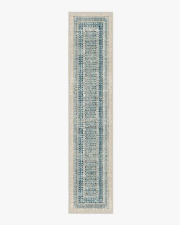 Cyrus Neutral and Blue Rug 75x365 £229