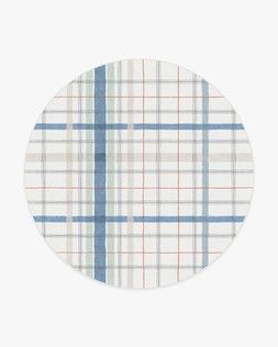 Irene Plaid Ivory & Blue Multicolour Rug 245 Round £389