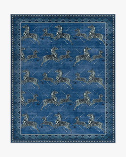 Zebras Blue Rug