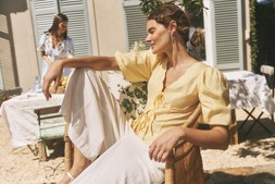 Willow Puff Sleeve Tie Front Top Yellow