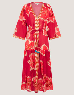 Yasmin Floral Midi Tunic Dress Pink