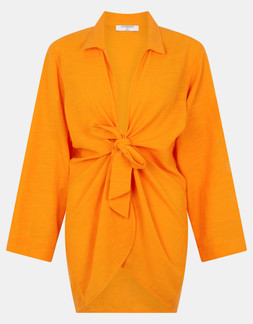 Tie Beach Cover Up Shirt Orange