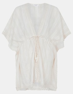 Shimmer Lace Mini Kaftan Ivory