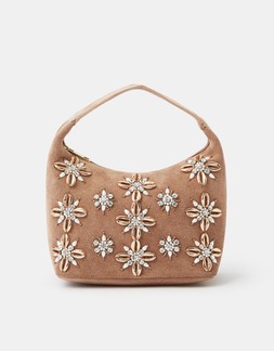 Puka Embellished Suede Bag