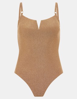 V-Front Shimmer Swimsuit Gold