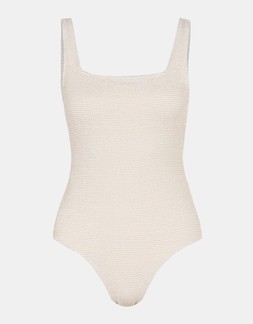 Shimmer Crinkle Textured Swimsuit White