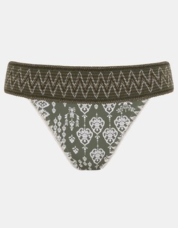 Floral Print Band Bikini Bottoms Green
