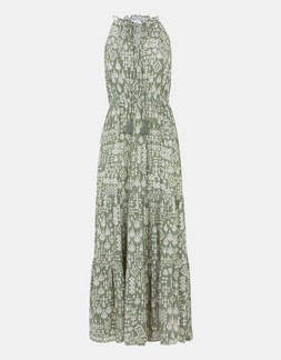 Printed Halter Neck Maxi Dress Green