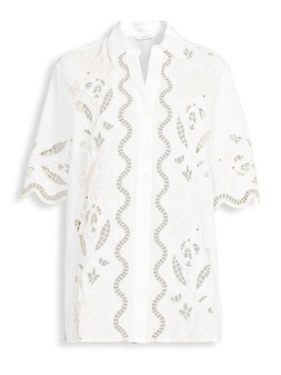 Michelle Keegan Embroidered Shirt Co-ord - Cream - £50