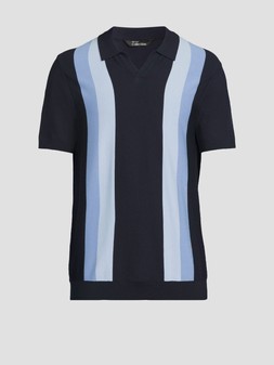 WOK4H The Very Collection Man Knitted Trophy Neck Stripe Polo Top £25