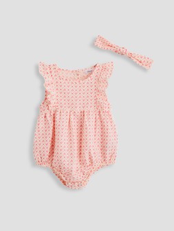 WRLGD The Very Collection Baby Girl Heart Print Angel Sleeve Romper And Headband from £14
