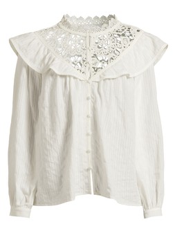 WT9RR - The Very Collection Lace Insert Frill Blouse £40