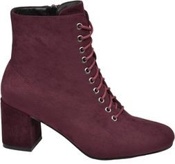 Deichmann Faux Suede Burgundy Heeled Lace Up Boot, &pound;29.99