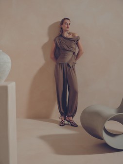 PRIMARK EDIT HARDWARE DRAPE TOP, £16, €18, $25, RON90, PLN80, CZK470, EDIT SATIN TIE LEG, £20, €22, $30, RON110, PLN95, CZK570