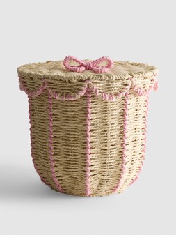 PRIMARK NATURAL BOW LID BASKET, £12, €14, NE ONLY €16, PLN60, CZK365, RON70