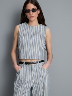 PRIMARK PINSTRIPE DENIM TOP, £14, €16, $20, RON80, PLN70, CZK415