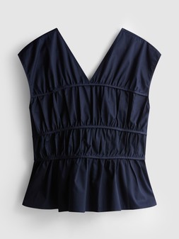 PRIMARK THE EDIT POPLIN V TOP NAVY £16 €18 470CZK 90RON