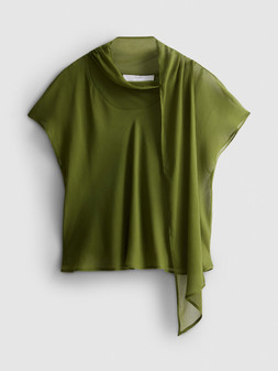 PRIMARK TIE NECK BLOUSE GREEN £14 €16 €18 $20 RON80 PLN70 CZK415