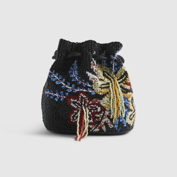 RI Black Drawstring Beaded Bag £49 2